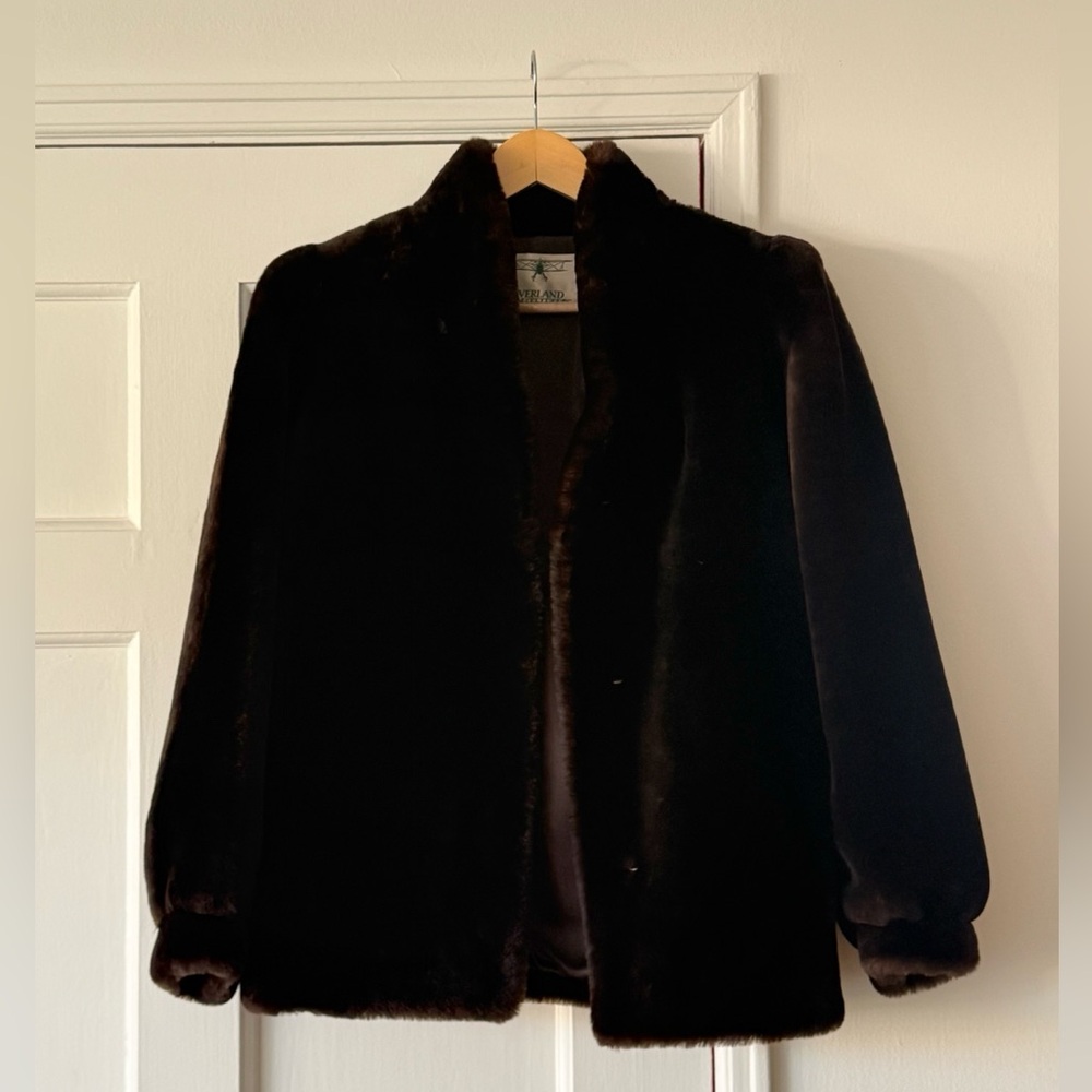 Stunning 1970s Vintage Overland Mouton Shearling Coat - Deep Brown - Picture 2 of 10